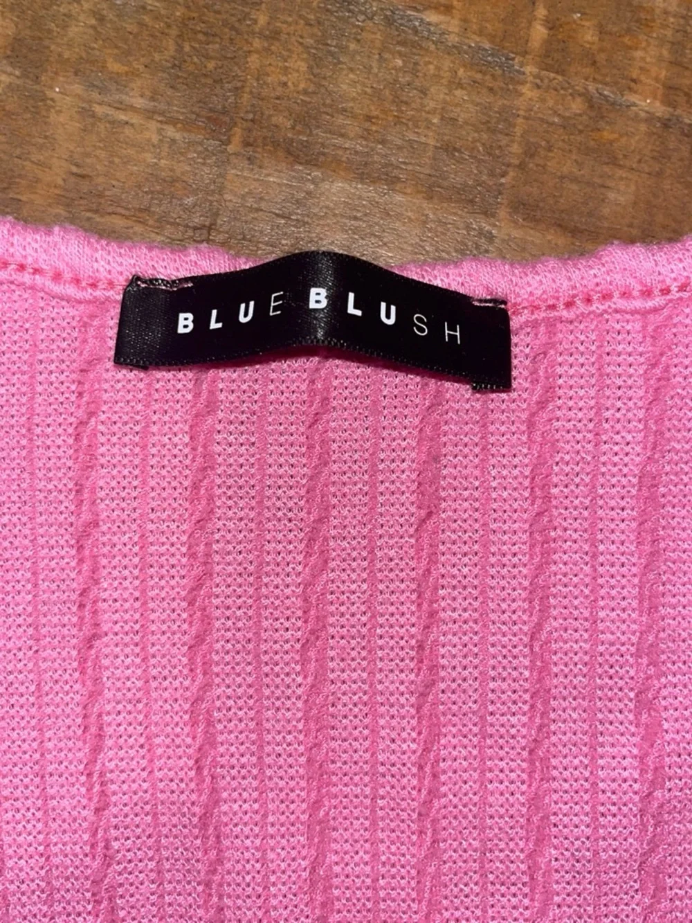 Blue Blush Pink Ribbed Two-Piece Hoodie & Shorts Set